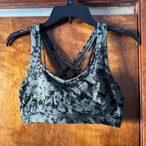 Lululemon Athletica Green Floral Strappy Bra
